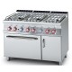CUCINA 6 fuochi Forno a gas statico GN 2/1 cm. 68x55x34h Vano neutro con porta