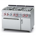 CUCINA 6 fuochi Forno a gas statico GN 2/1 cm. 68x55x34h Vano neutro con porta