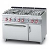 CUCINA 6 fuochi Forno a gas statico GN 2/1 cm. 68x55x34h Vano neutro con porta