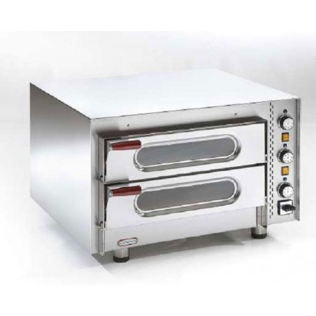FORNETTO PIZZA 2 APERTURE CON PIANI DI COTTURA IN REFRATTARIO PORTE CON VETRO E LUCE INTERNA 710x590x450h
