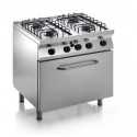 CUCINA PROFESSIONALE  A GAS 4 FUOCHI CON FORNO