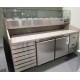 BANCO PIZZERIA REFRIGERATO PROF. 80 CM CON CASSETTIERA NEUTRA E VETRINA REFRIGERATA-CLASSE ENERGETICA A