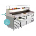 BANCO PIZZERIA REFRIGERATO PROF. 80 CM CON CASSETTIERA NEUTRA E VETRINA REFRIGERATA-CLASSE ENERGETICA A