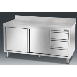 TAVOLO ARMADIO CON CASSETTI A DESTRA 1500x700x850h