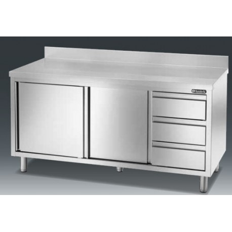 TAVOLO ARMADIO CON CASSETTI A DESTRA 1600x700x850h