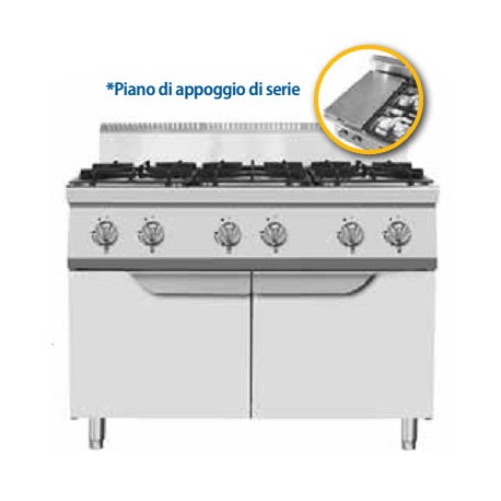 PIANO COTTURA  A GAS 6 FUOCHI CON ANTA