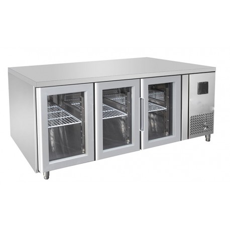 TAVOLO REFRIGERATO CON ANTE IN VETRO