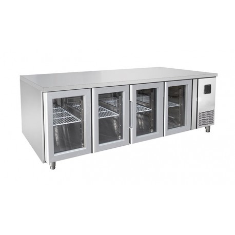 TAVOLO REFRIGERATO CON ANTE IN VETRO